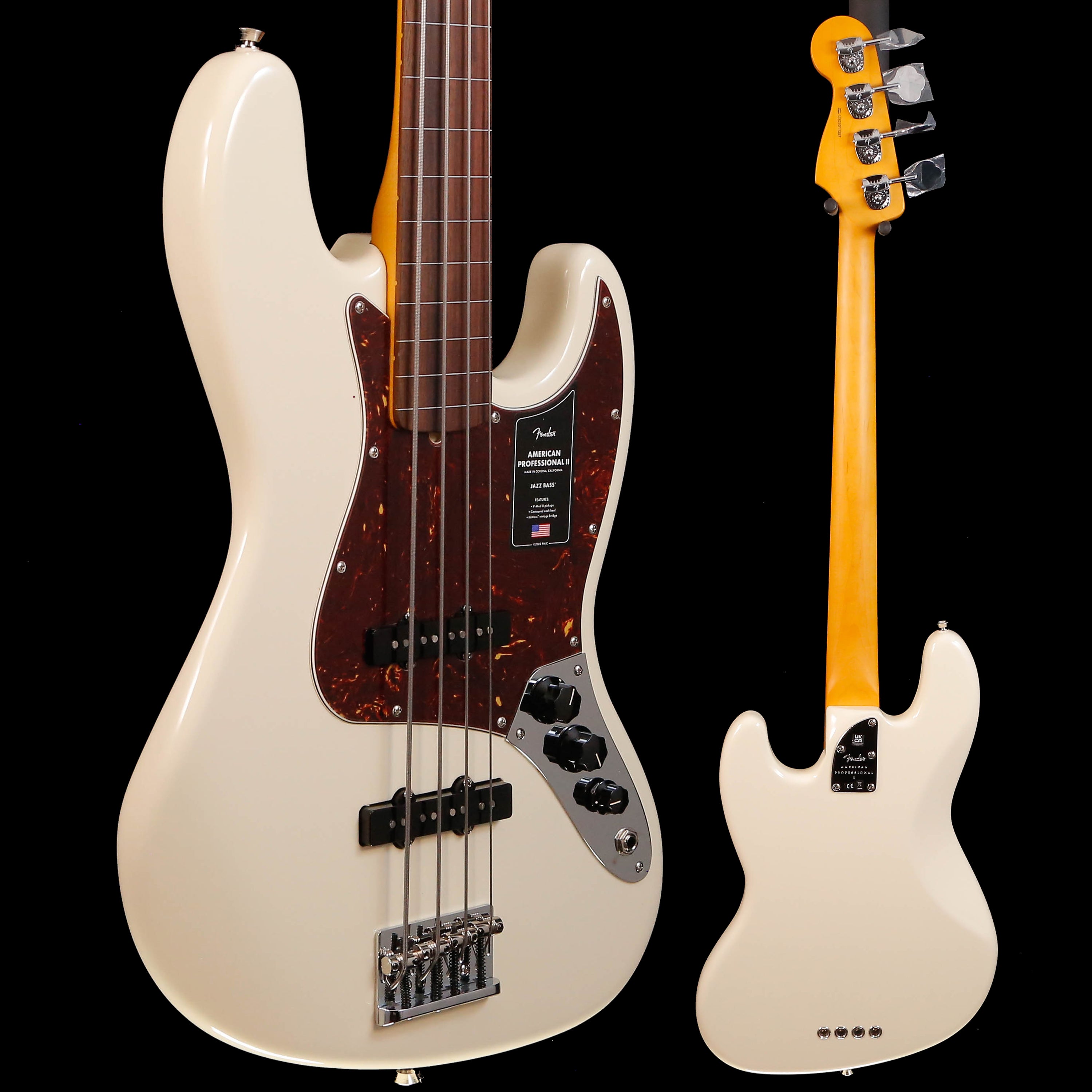 Fender American Professional II Jazz Bass Fretless, Rosewood Fb, White