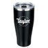 Taylor Travel Coffee Mug, Black w/White Logo, 20oz.