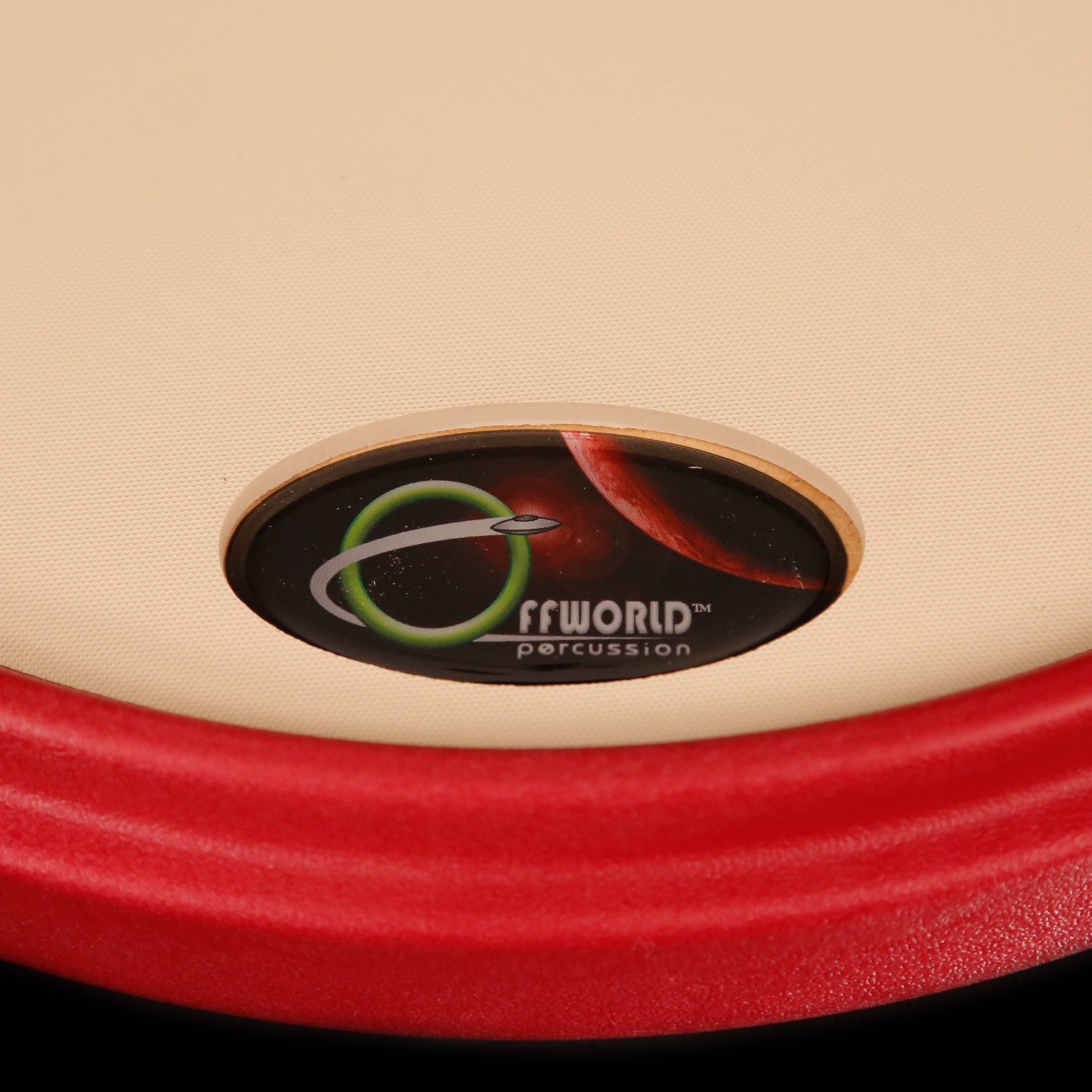 Offworld Percussion Invader V3R-GR Natural Tan Rubber Top, Red Rim & Mars Logo