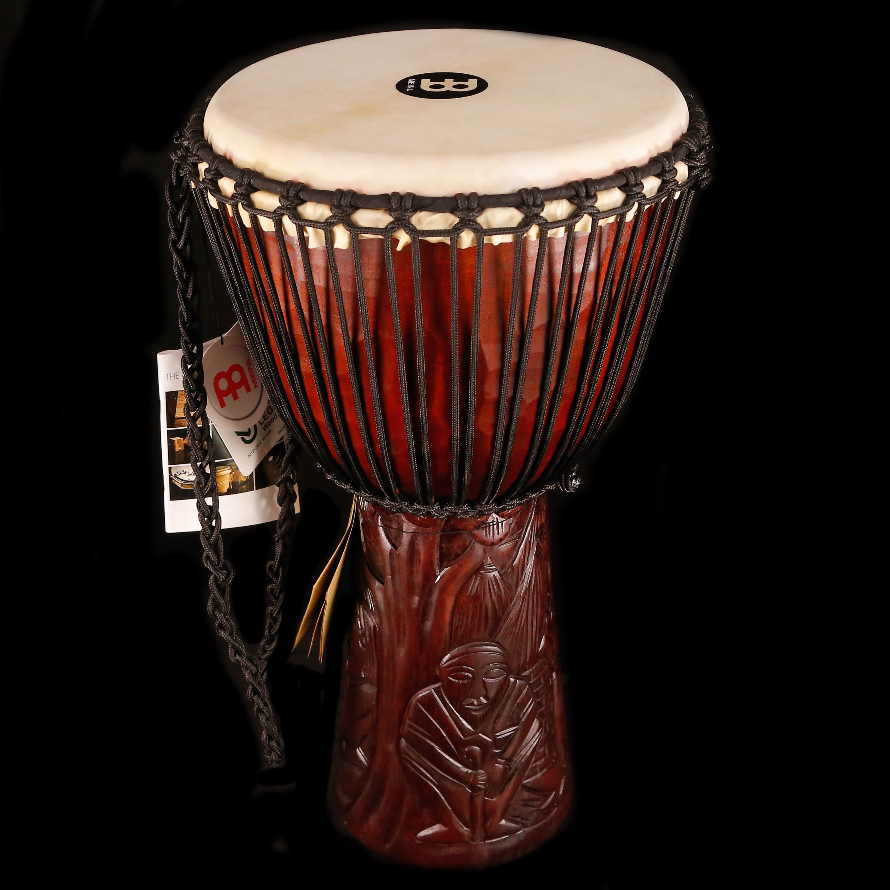 Meinl Percussion 12" Professional Wood Djembe, Village Carving