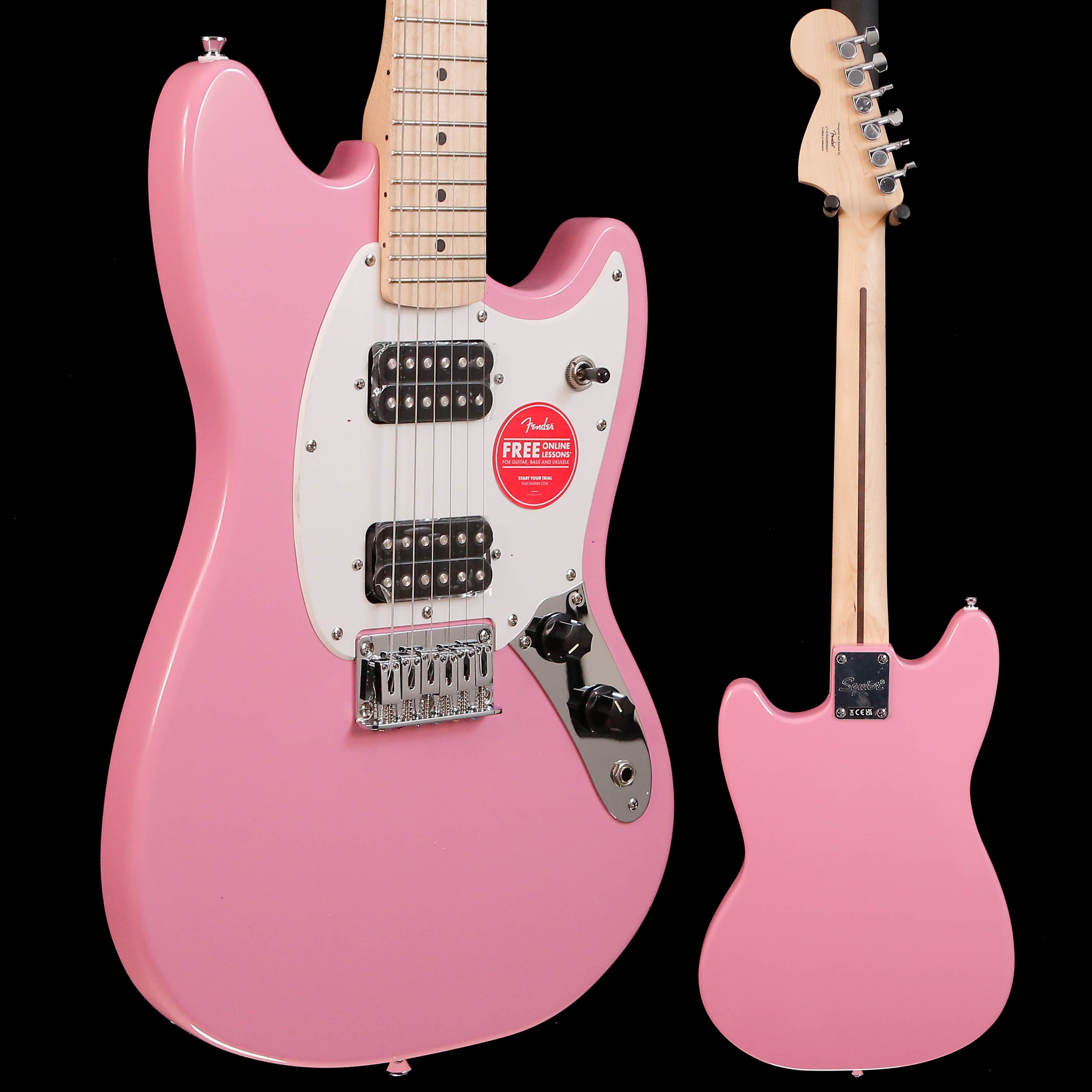 Squier Sonic Mustang HH Solidbody Electric, Flash Pink