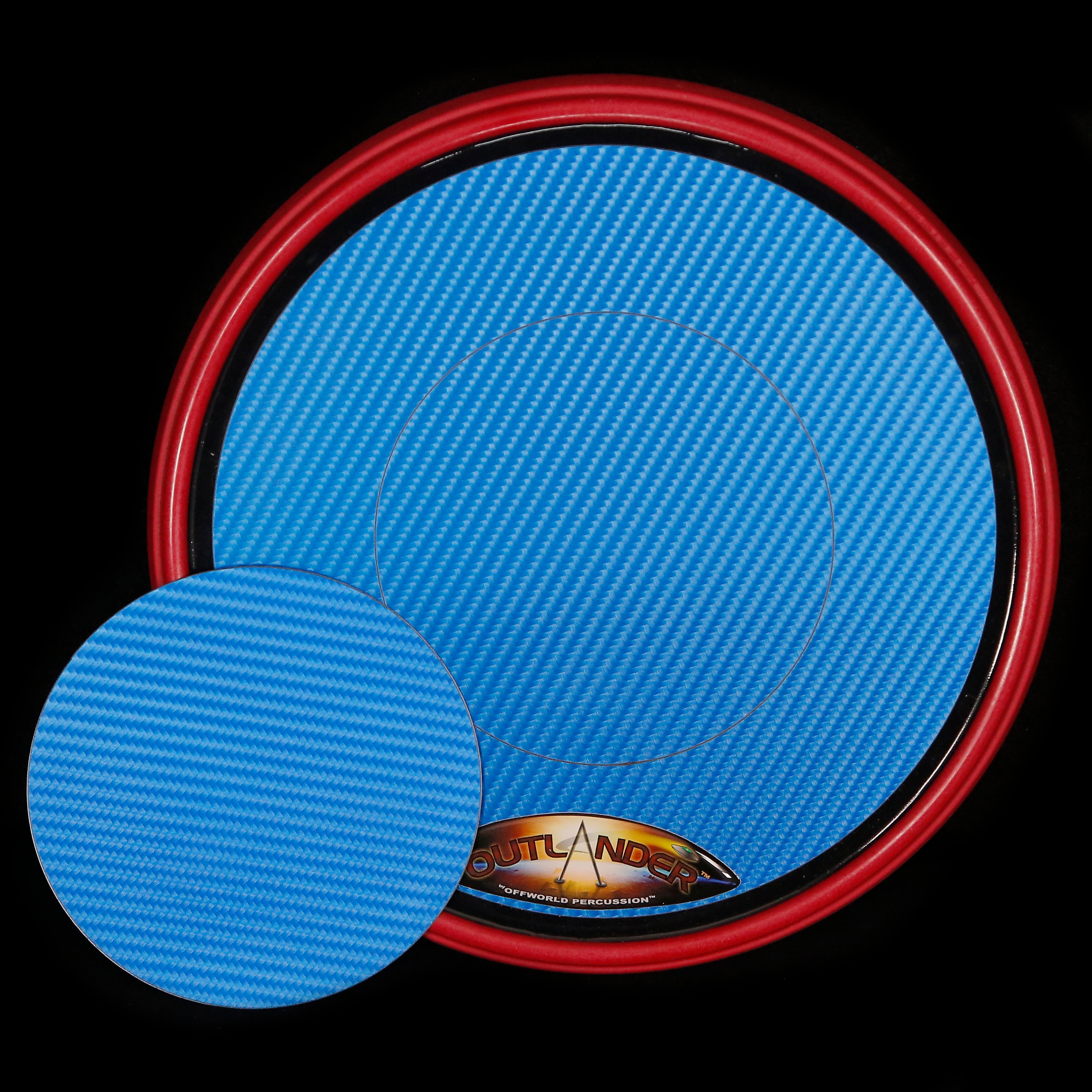 Offworld Percussion Outlander 9.5'' Small Practice Pad, 3D Blue VML, Red Rim