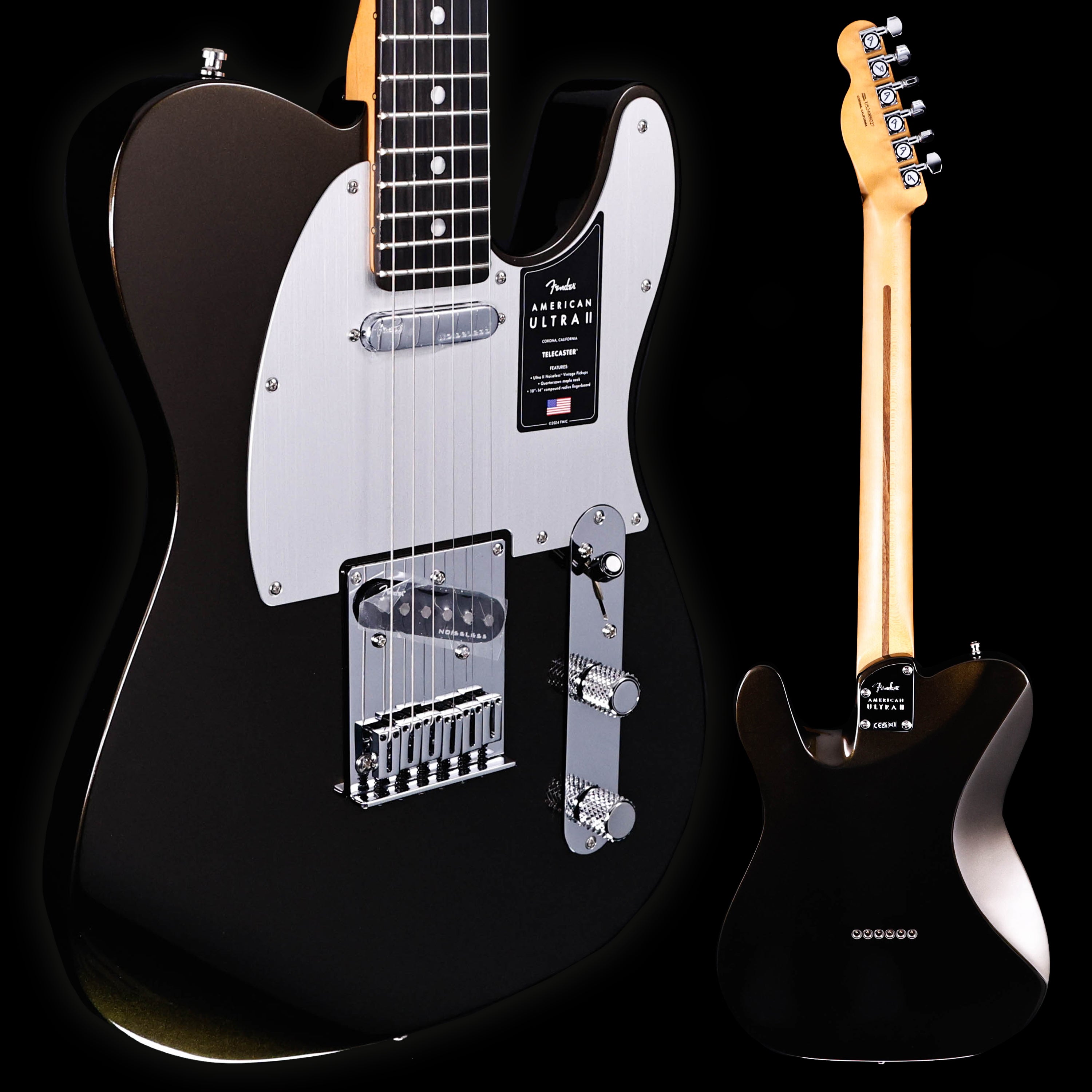 NEW! Fender  American Ultra II Telecaster, Ebony Fb, Texas Tea w Case/Candy!