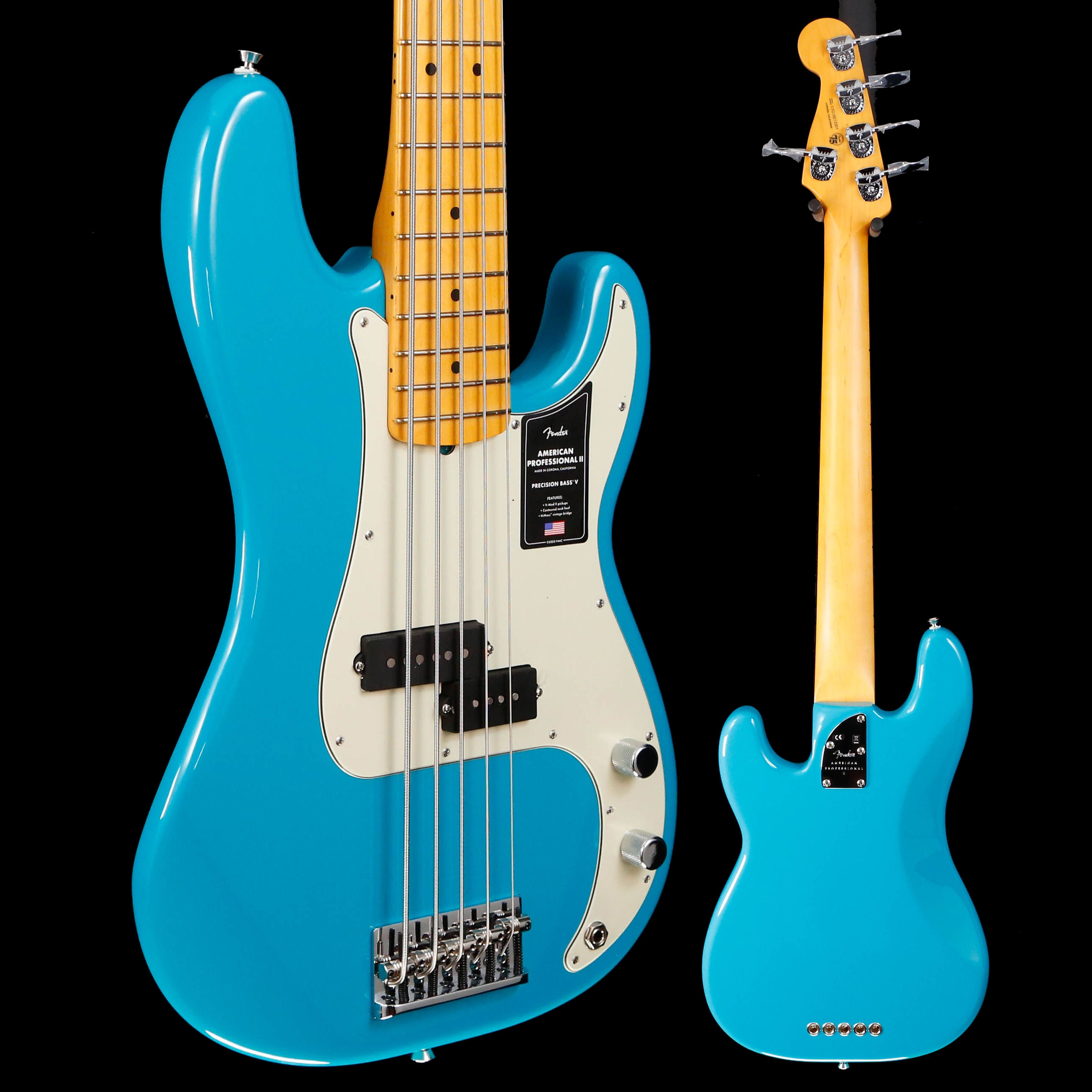 Fender American Professional II Precision Bass V, Mpl Fb, Miami Blue