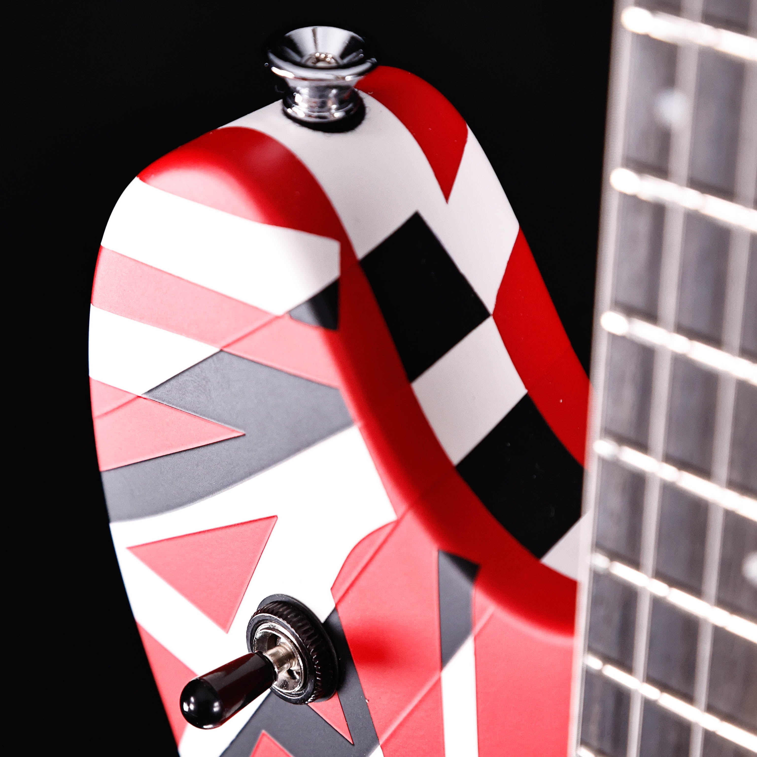 EVH Wolfgang Special Striped Series, Ebony Fb, Red, Black, and White 7lbs 11oz