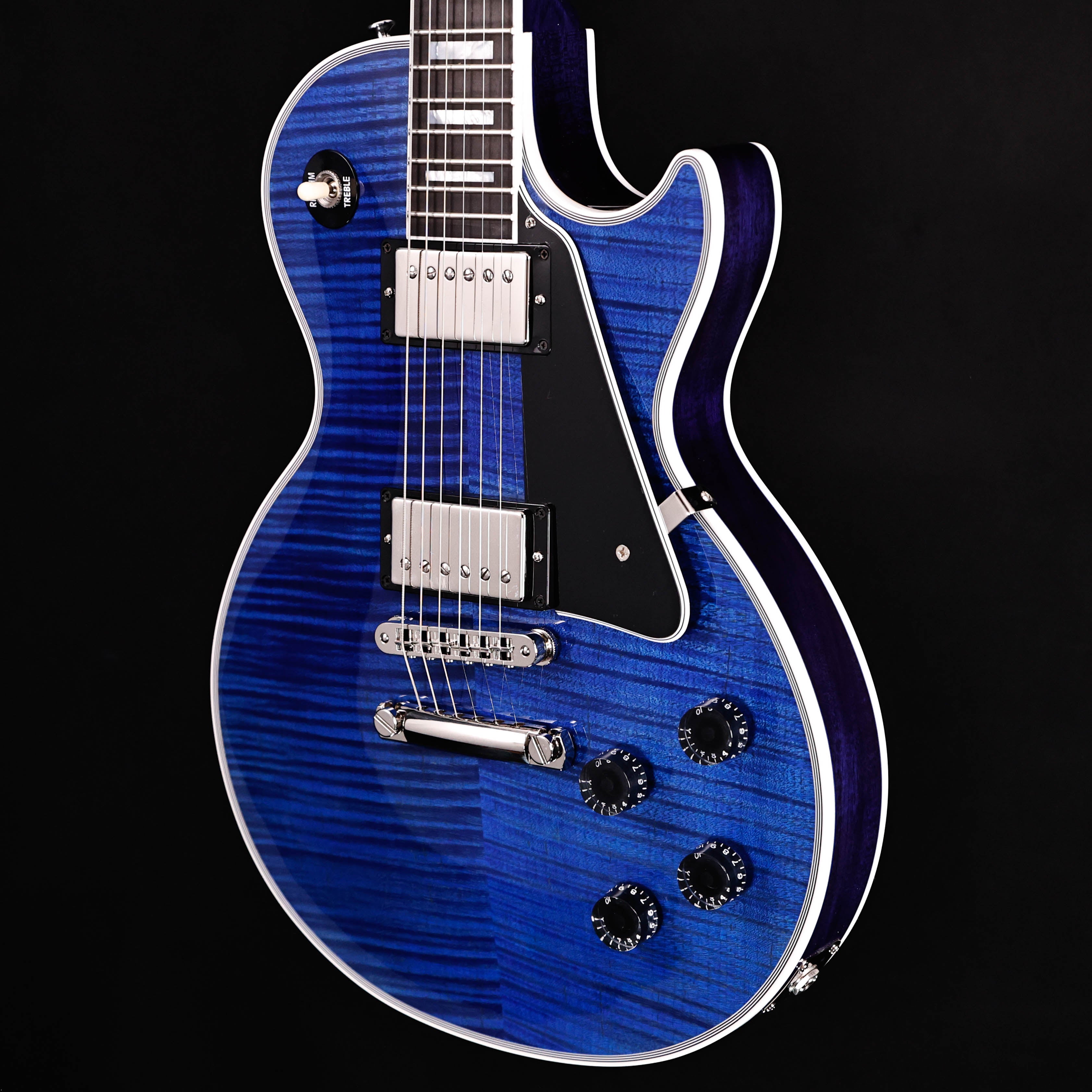 Gibson Les Paul Custom Figured, HAND SELECTED TOP Translucent Blue Gloss, Nickel Hw