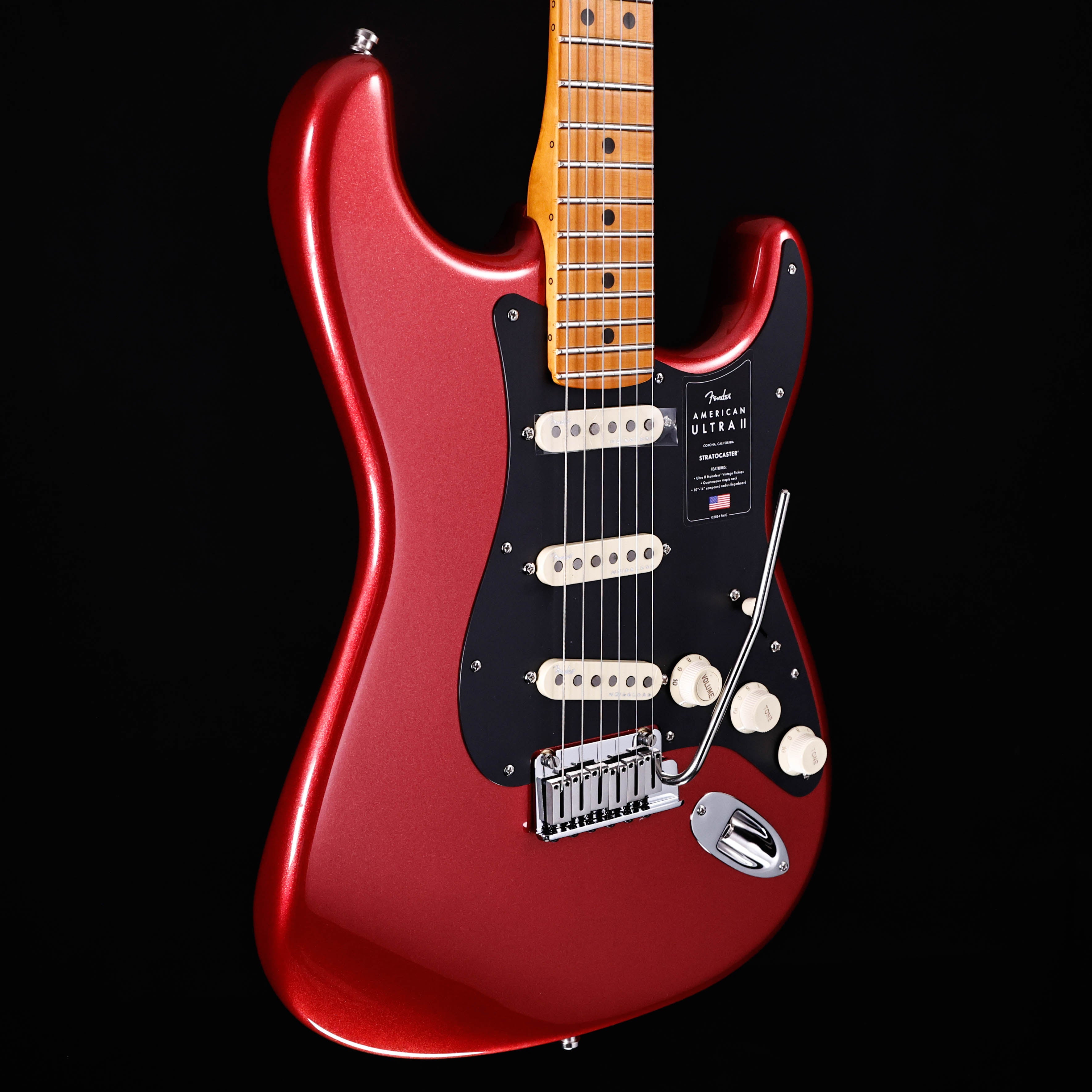 NEW! Fender  American Ultra II Stratocaster, Maple Fb, Sinister Red w Case/Candy!