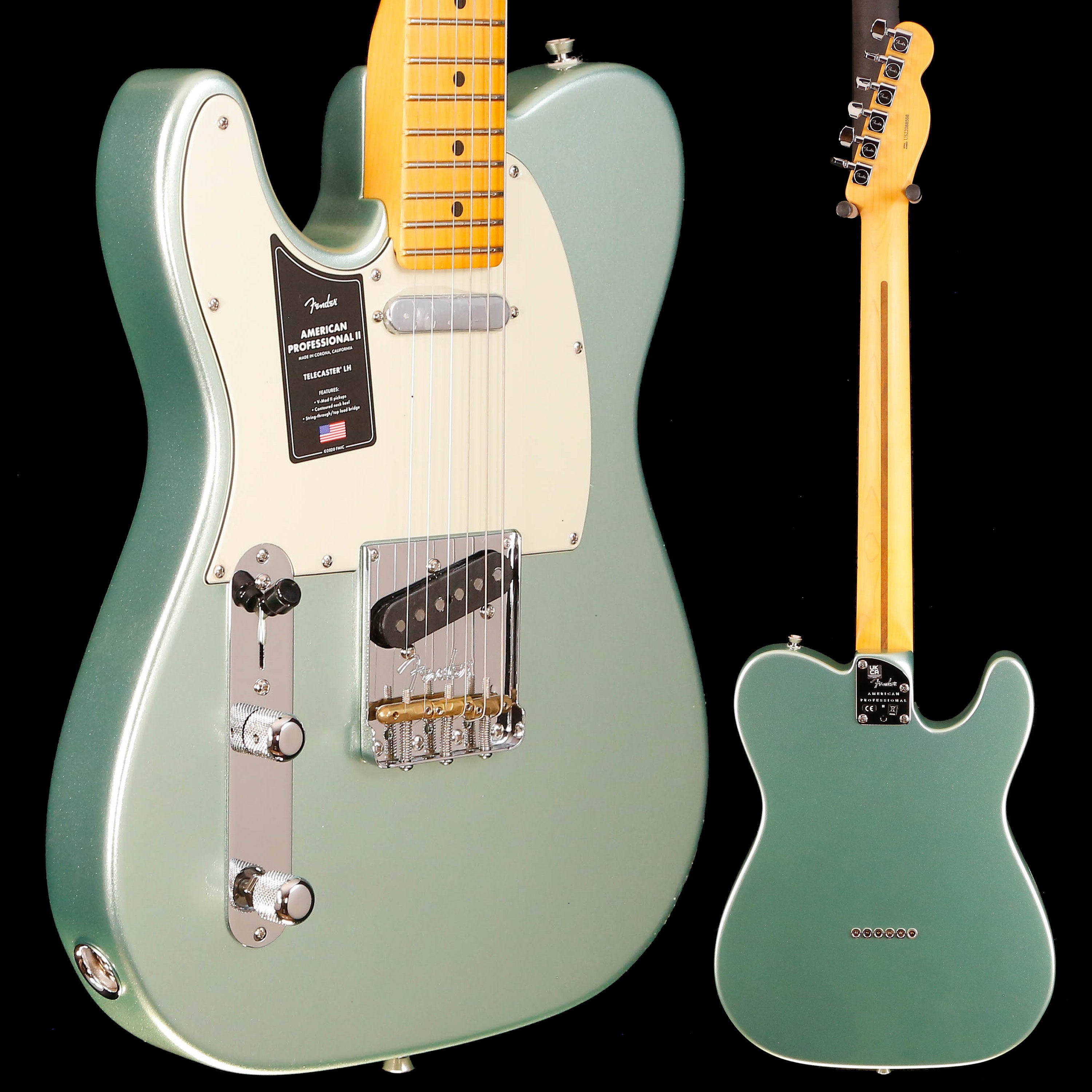 Fender American Professional II Telecaster LH, Mpl Fb, Mystic Surf Green