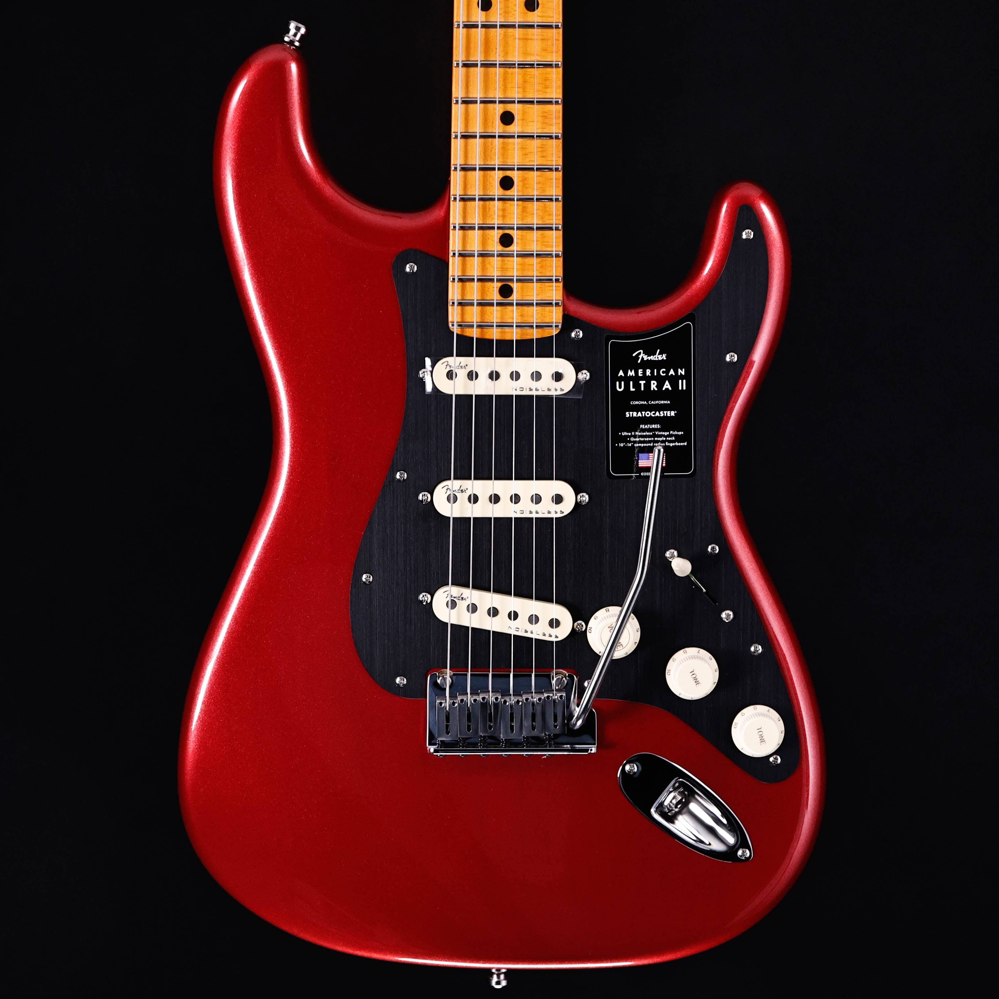 NEW! Fender  American Ultra II Stratocaster, Maple Fb, Sinister Red w Case/Candy!