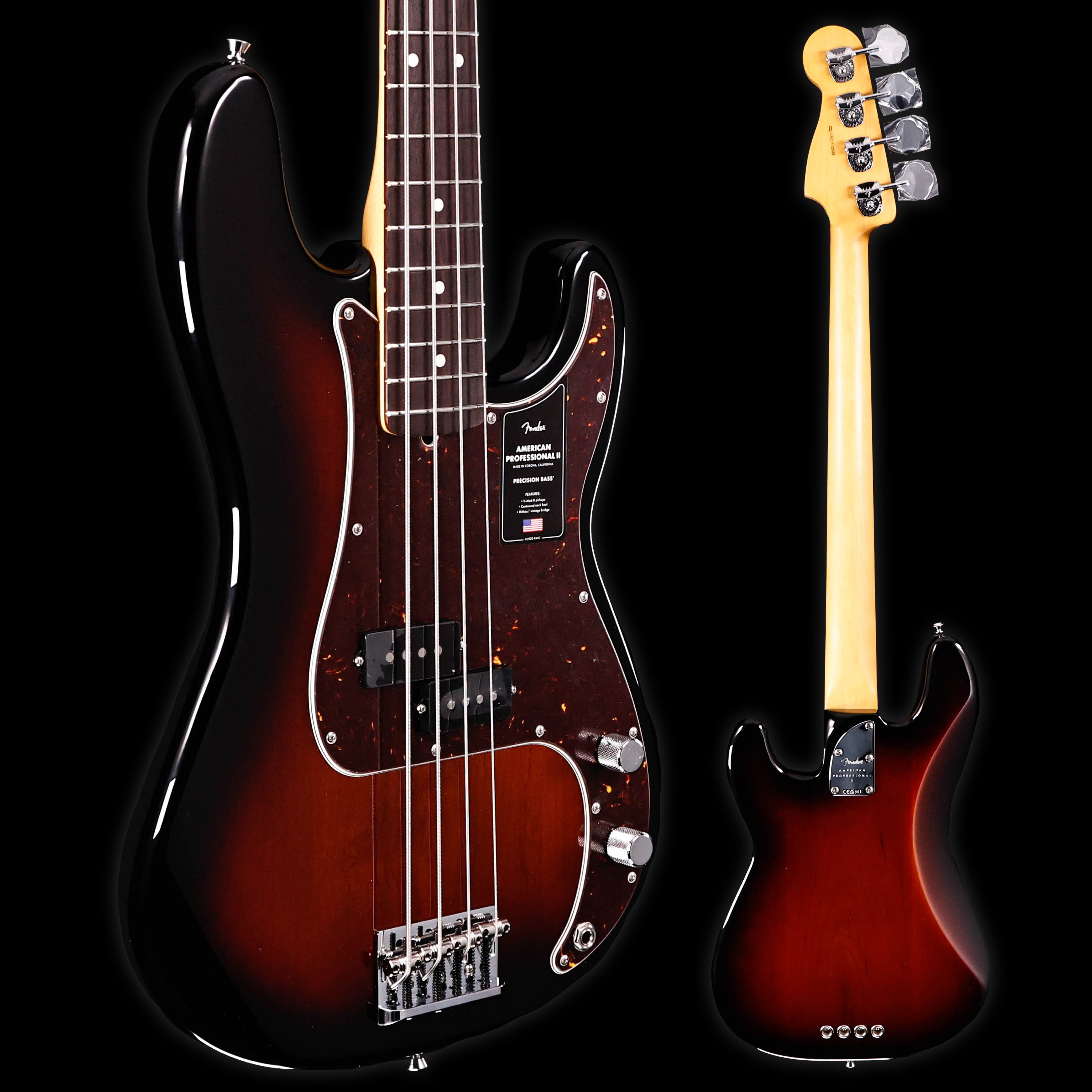 Fender American Professional II Precision Bass, Rosewood Fb, 3-Color SB 9lbs 0.2oz