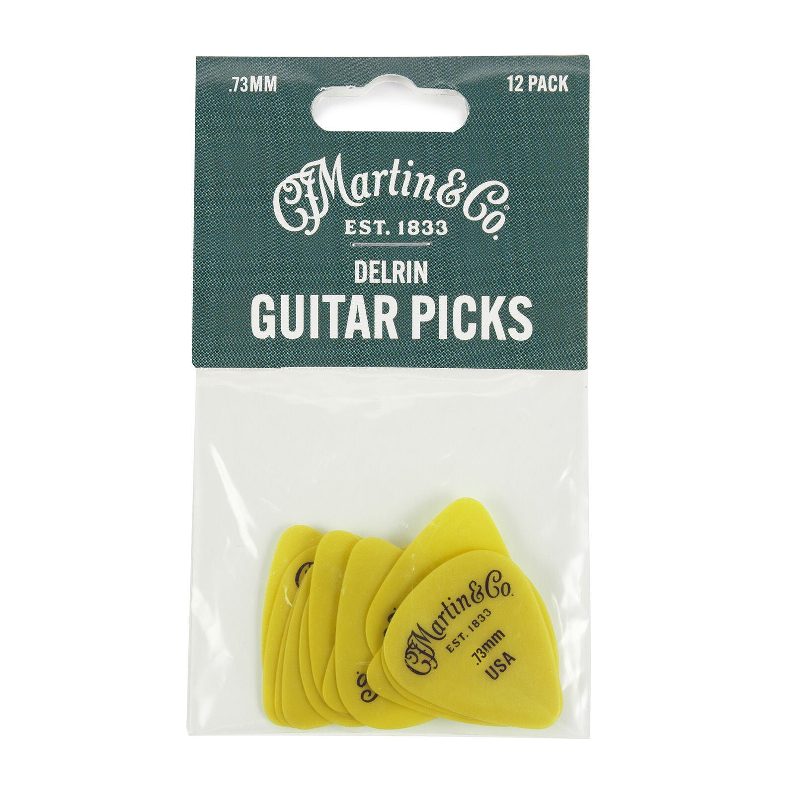 Martin 18A0154 Picks, Std, Delrin, .73mm, Yellow, 12pack