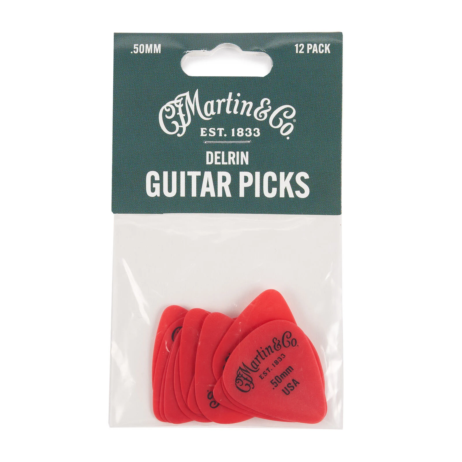 Martin 18A0152 Picks, Std, Delrin, .50mm, Red, 12pack