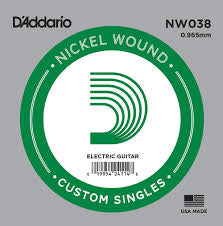 D'Addario NW038 Nickel Wound Electric Guitar Single String, .038