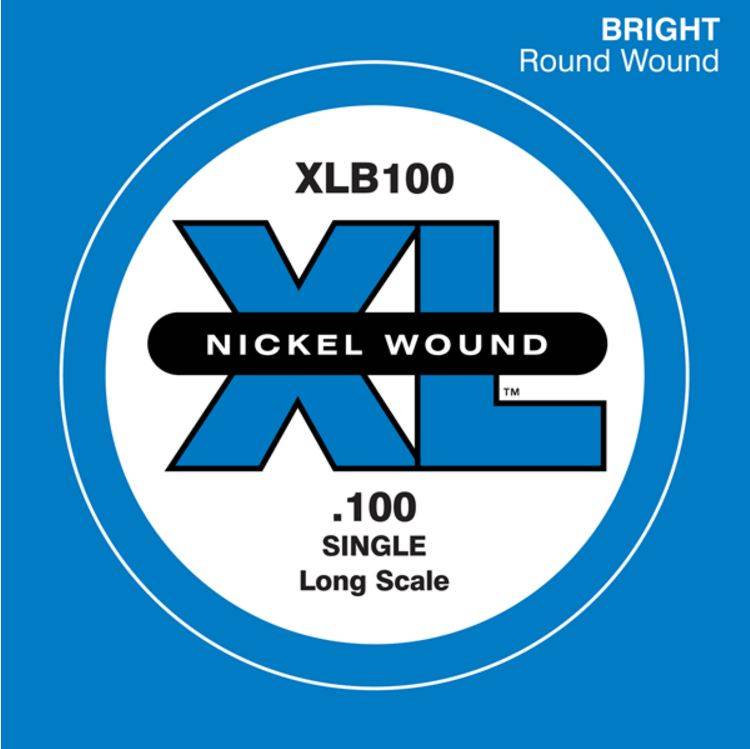 D'Addario XLB100 Nickel Wound Bass Guitar Single String, Long Scale, .100