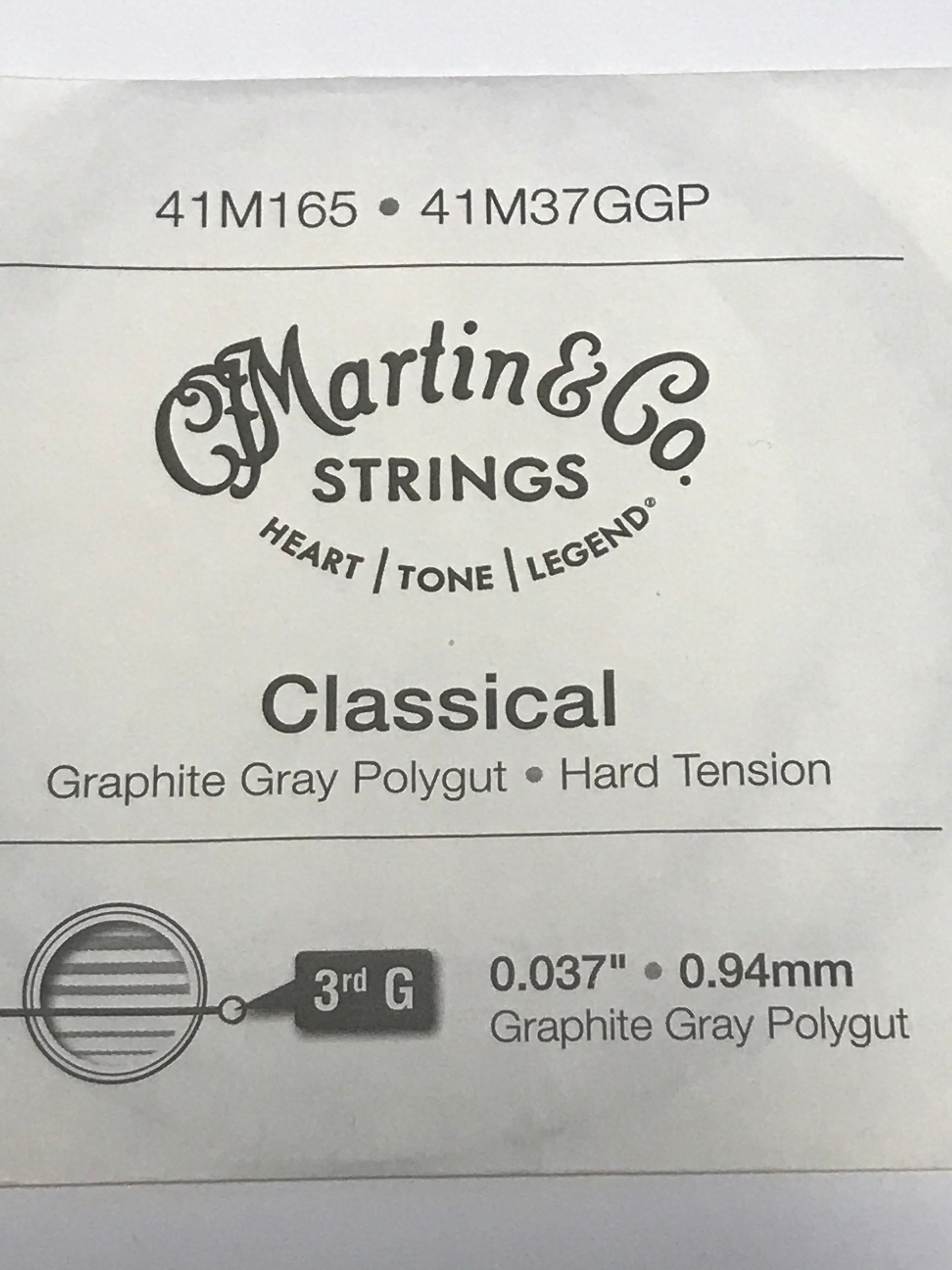 Martin 41M165 Classical Single String, G (3rd), Graphite Gray Polygut, Tie End