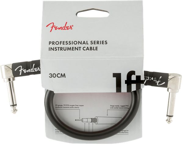 Fender Professional Series Instrument Cables, Angle/Angle, 1', Black