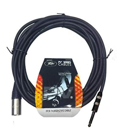 PV 20' High Z Mic Cable XLR Female to 1/4'' Male