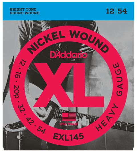 D'Addario EXL145 Nickel Wound Electric Strings Heavy, 12-54 with Plain Steel 3rd