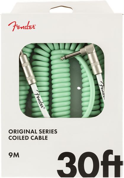 Fender Original Series Coil Cable, Straight-Angle, 30', Surf Green