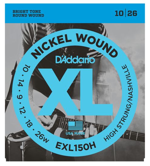 D'Addario EXL150H Nickel Wound Elec Strings, High-Strung/Nashville Tuning, 10-26