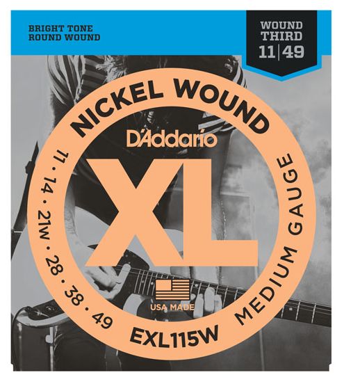 D'Addario EXL115W Nickel Wound Electric, Med/Blues-Jazz Rock, Wound 3rd, 11-49