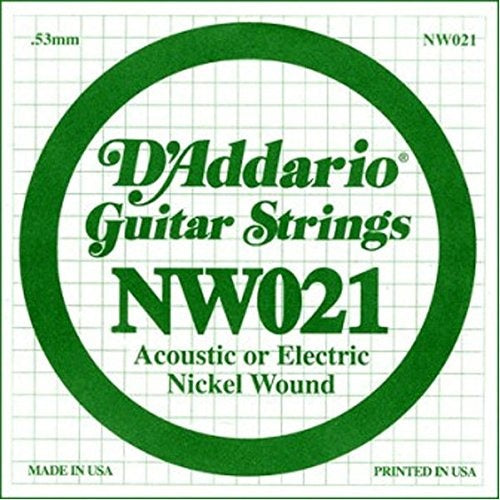 D'Addario NW021 Nickel Wound Electric Guitar Single String, .021