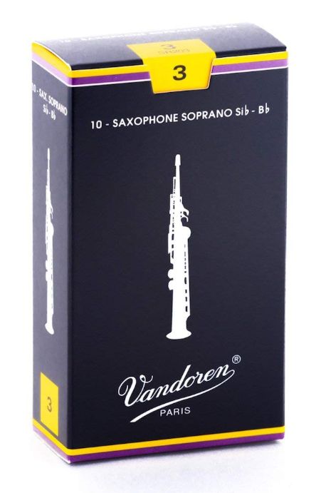 Vandoren Soprano Sax Traditional Reeds, Box of 10 Strength 3