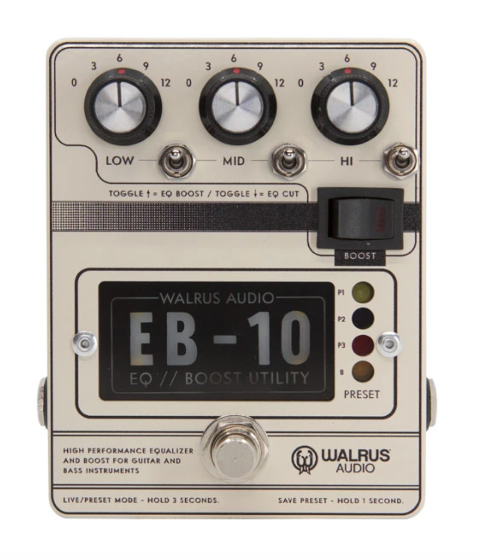 Walrus Audio EB-10 Preamp//EQ//Boost Pedal, Cream