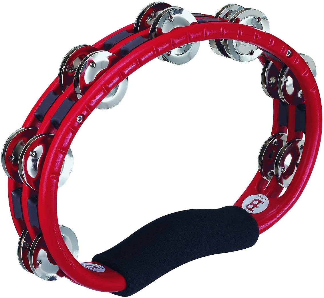 Meinl Percussion Hand Held Traditional Tambourine Steel Jingles - Red