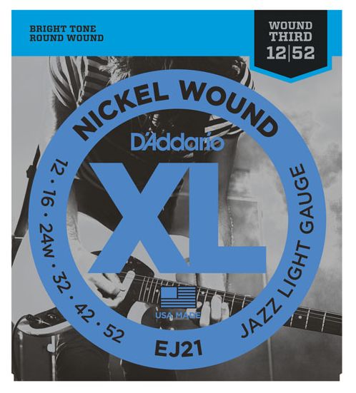 D'Addario EJ21 Nickel Wound Electric Guitar Strings, Jazz Light, 12-52