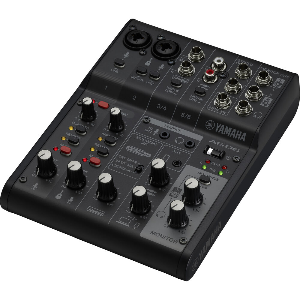 Yamaha AG06MK2 B Black 6-Channel Mixer/Usb Interface For Ios/Mac/Pc