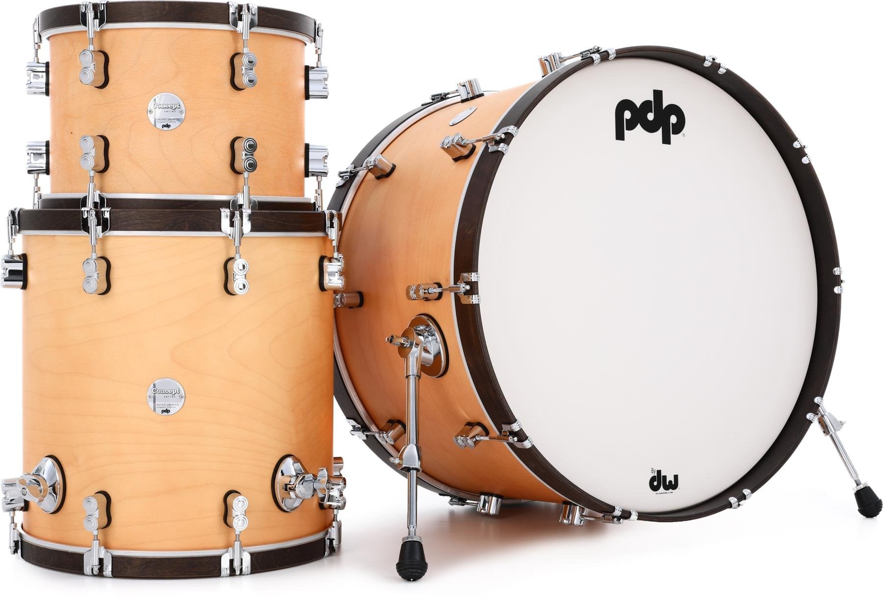 PDP Concept Maple Classic 3-piece Shell Pack -24'' Kick - Natural w/Walnut Hoops