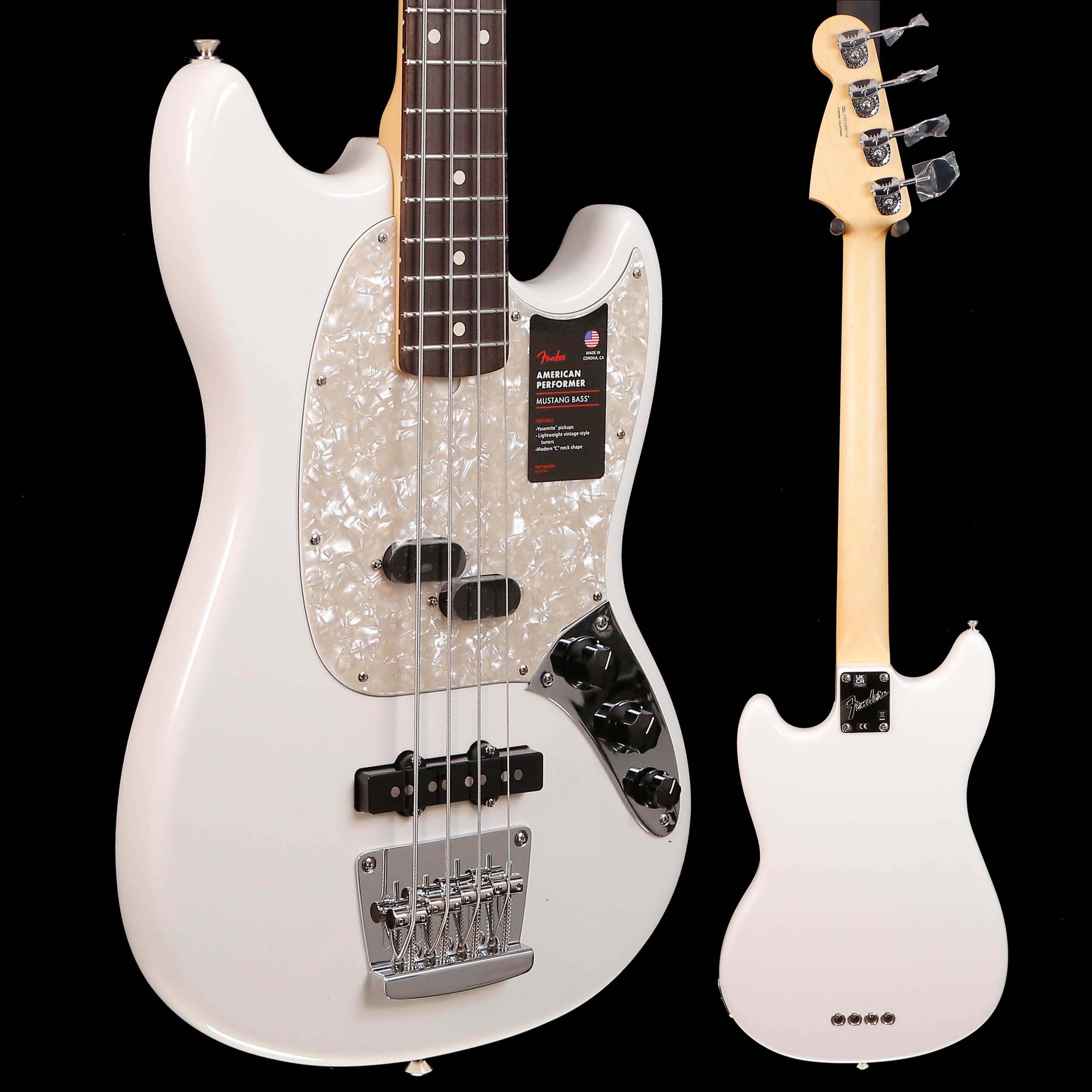 Fender American Performer Mustang Bass, Rosewood Fb, Arctic White