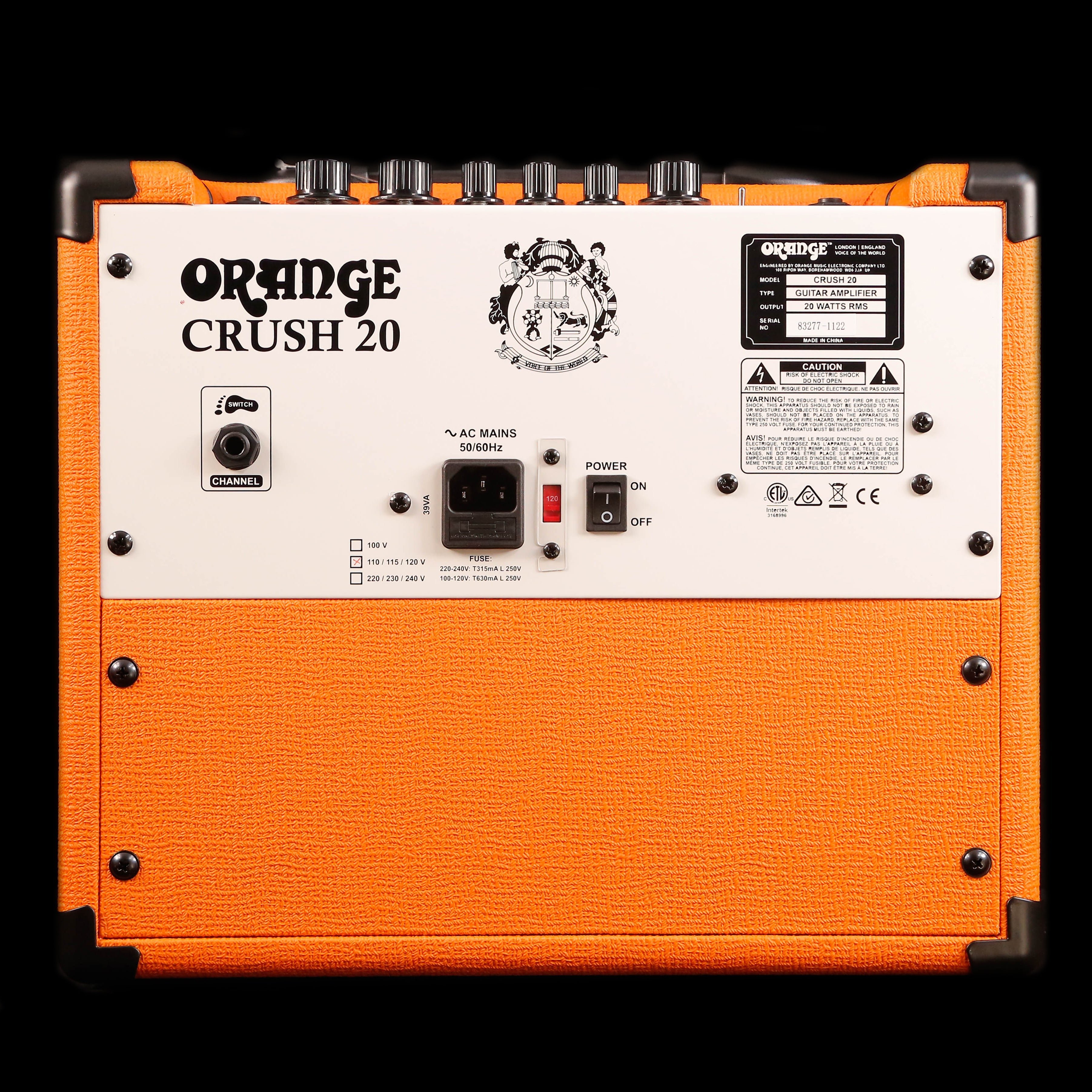 Orange CRUSH20 20 Watt 4 Stage Preamp Channel Switching HP Out Aux in 8'' Spkr