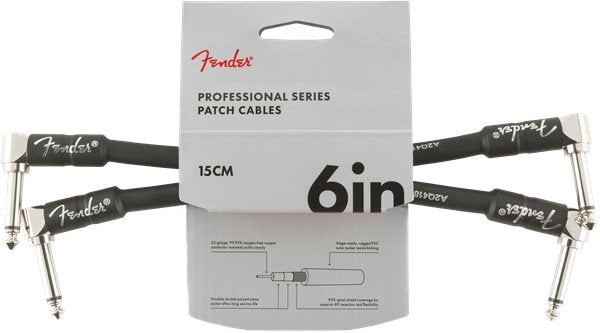 Fender Professional Series Instrument Cable 2-Pack, Angle/Angle, 6'', Black