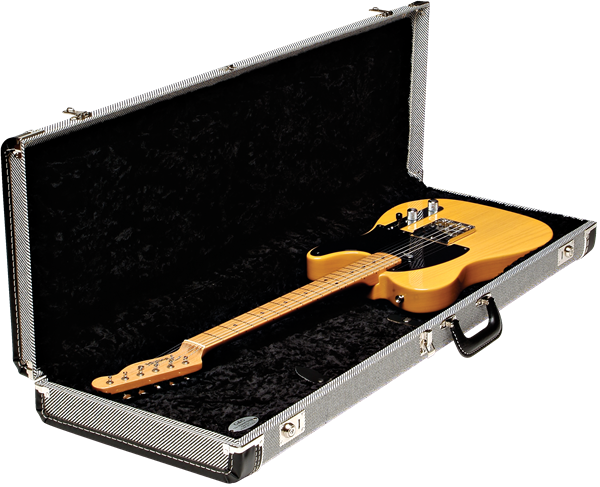 Fender G&G Deluxe Strat/Tele Hardshell Case, Black Tweed with Black Interior