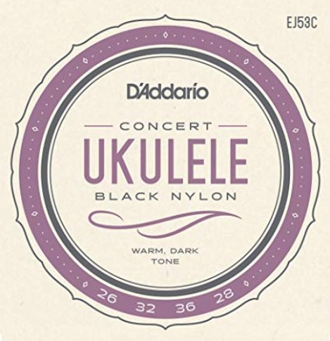 D'Addario EJ53C Hawaii/Concert Uke Black Nylon