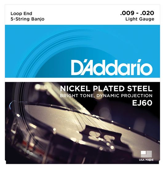 D'Addario EJ60 5-String Banjo Strings, Nickel Wound, 9-20 Lite