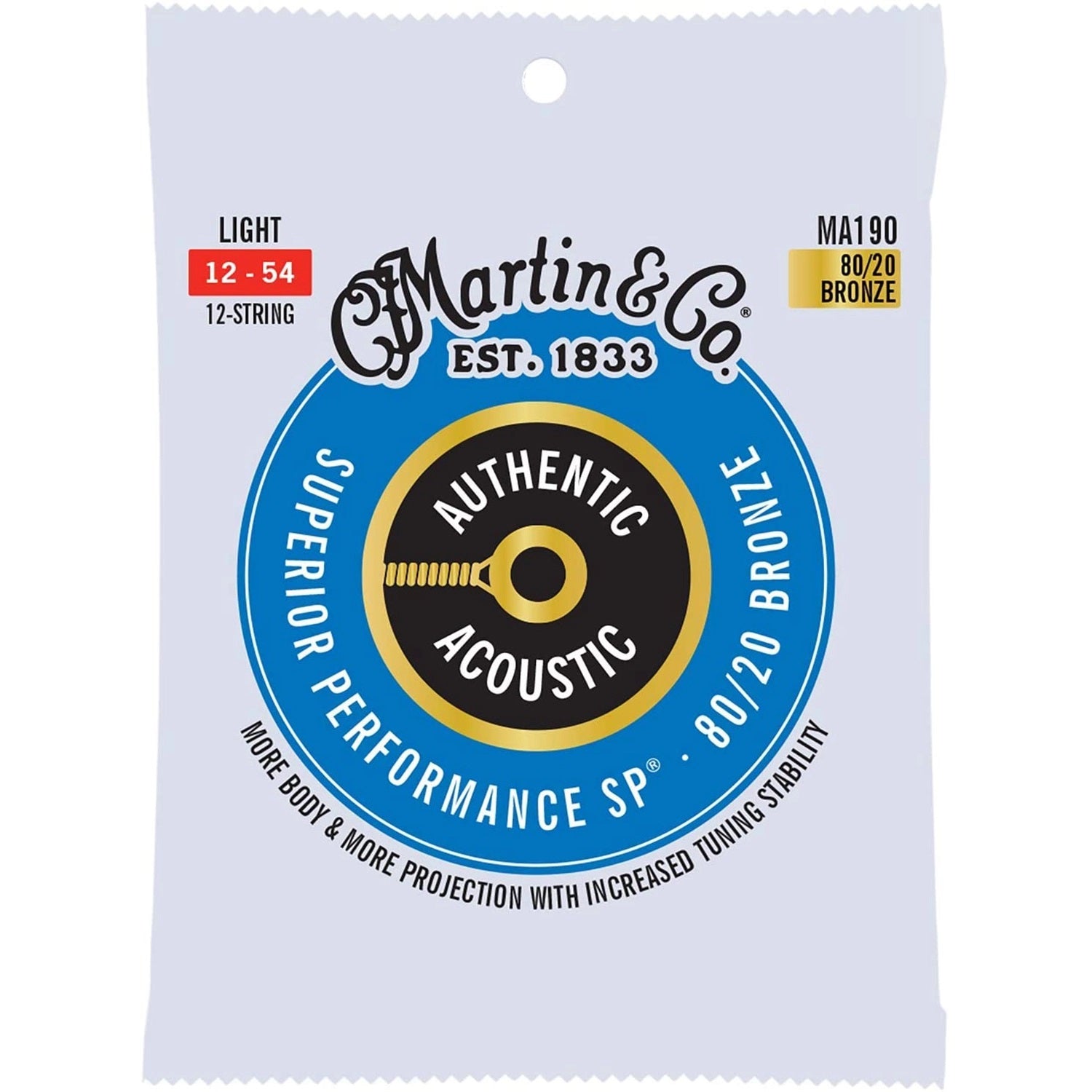 Martin MA190 80/20 Bronze Guitar Strings - .012-.054 Light 12-string