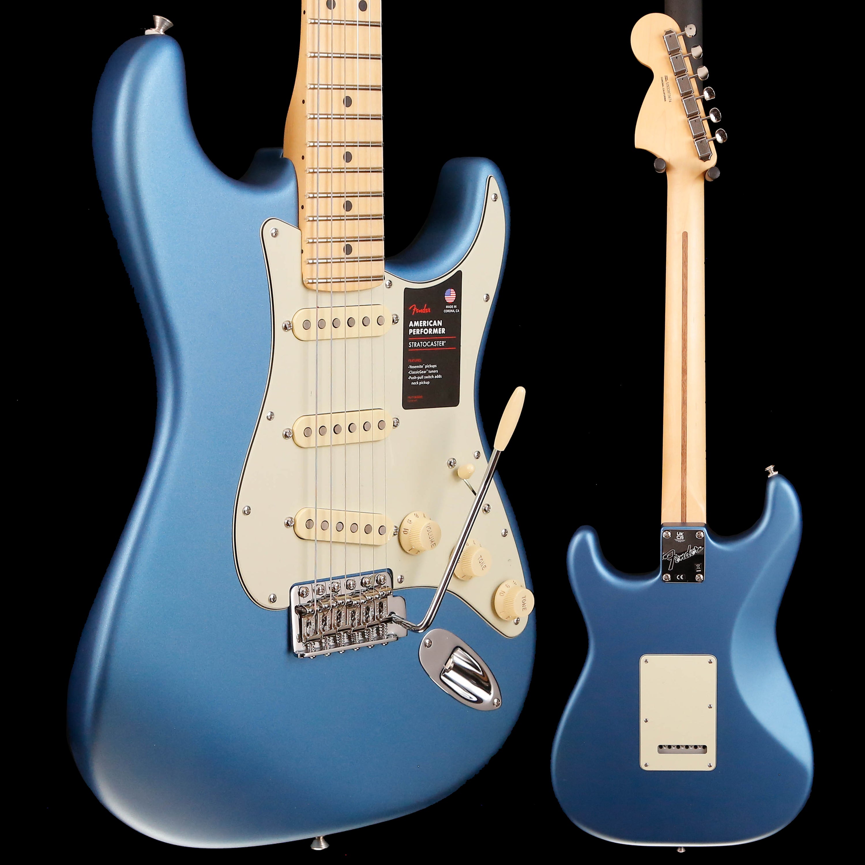 Fender American Performer Stratocaster, Satin Lake Placid Blue 7lbs 15.5oz