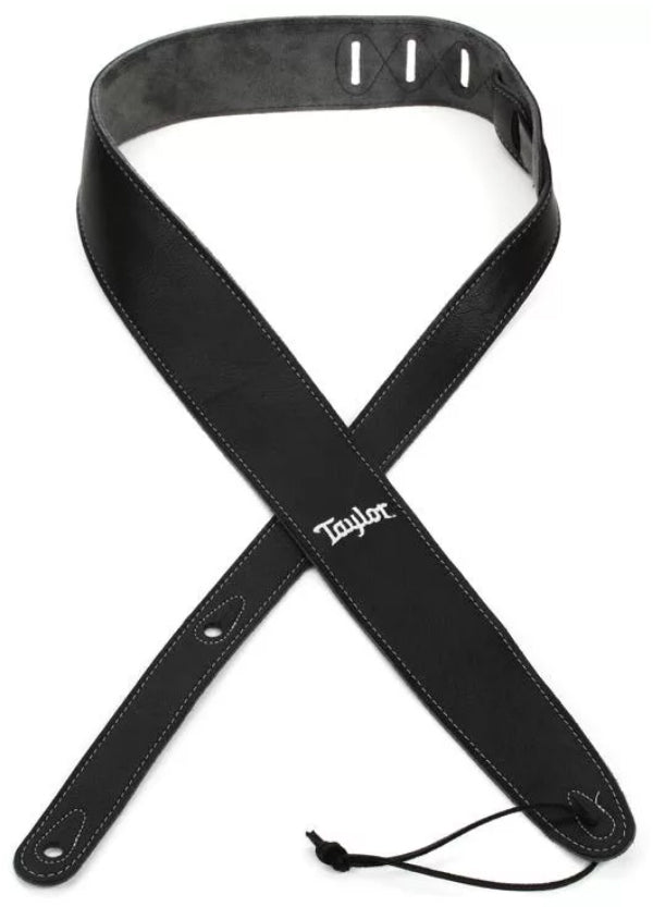 Taylor TL251-06 Leather/Suede 2.5'' Guitar Strap, Black Leather (#4102-25)
