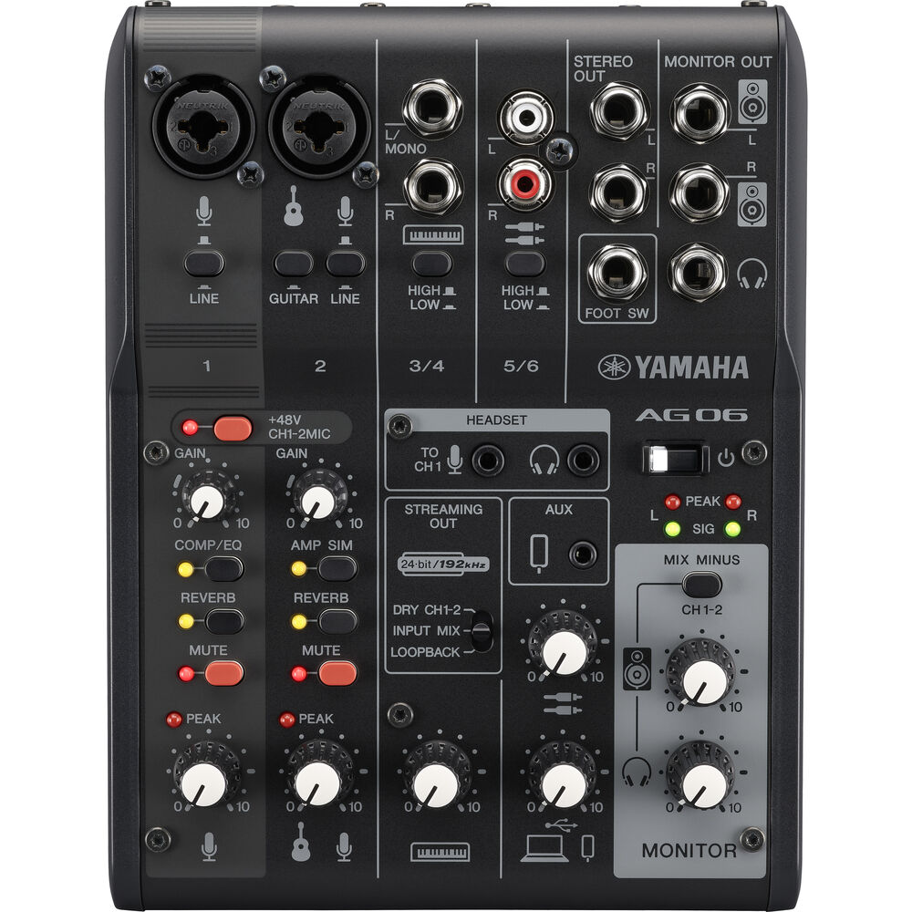 Yamaha AG06MK2 B Black 6-Channel Mixer/Usb Interface For Ios/Mac/Pc
