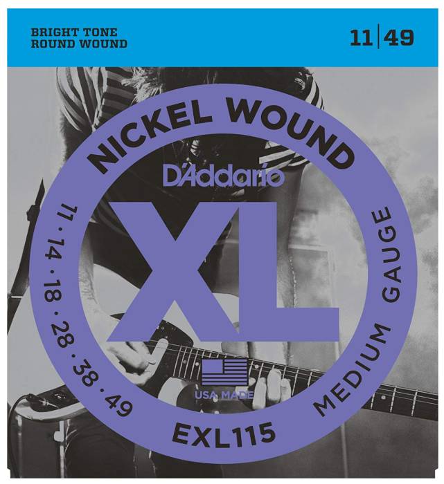 D'Addario EXL115 Nickel Wound Electric, Medium/Blues-Jazz Rock, 11-49