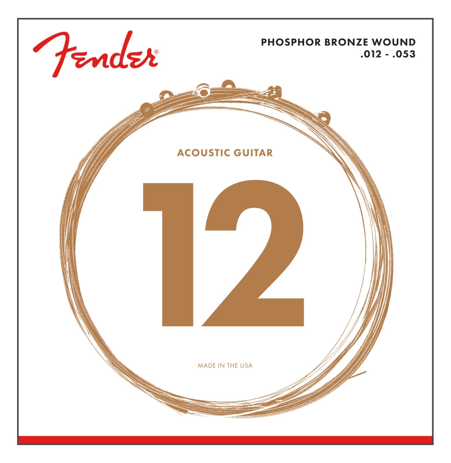 Fender Phosphor Bronze Acoustic Guitar Strings, Ball End, 60L .012-.053 Gauges