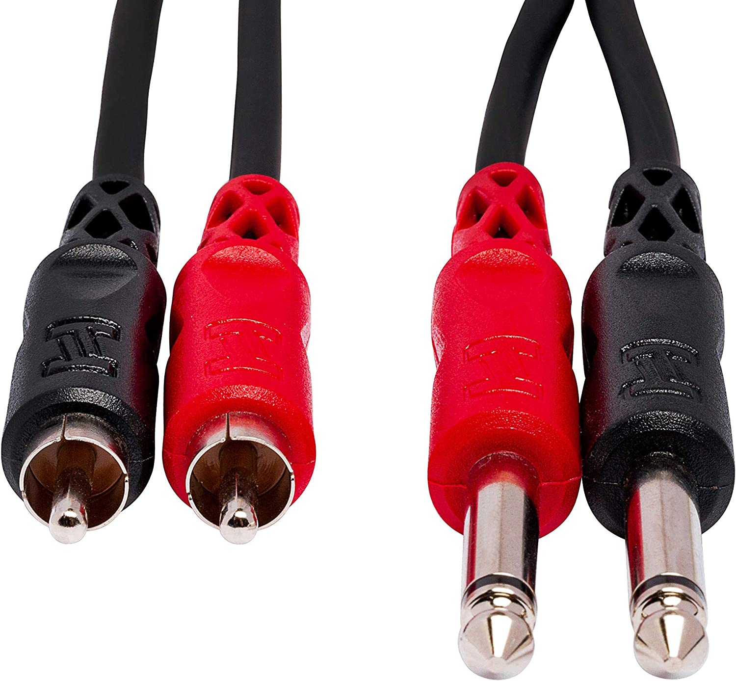 Hosa CPR-203 Stereo Interconnect, Dual 1/4 in TS to Dual RCA, 3 m